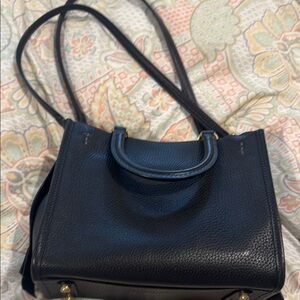 Coach Black Leather Shoulder Bag with Textured Finish